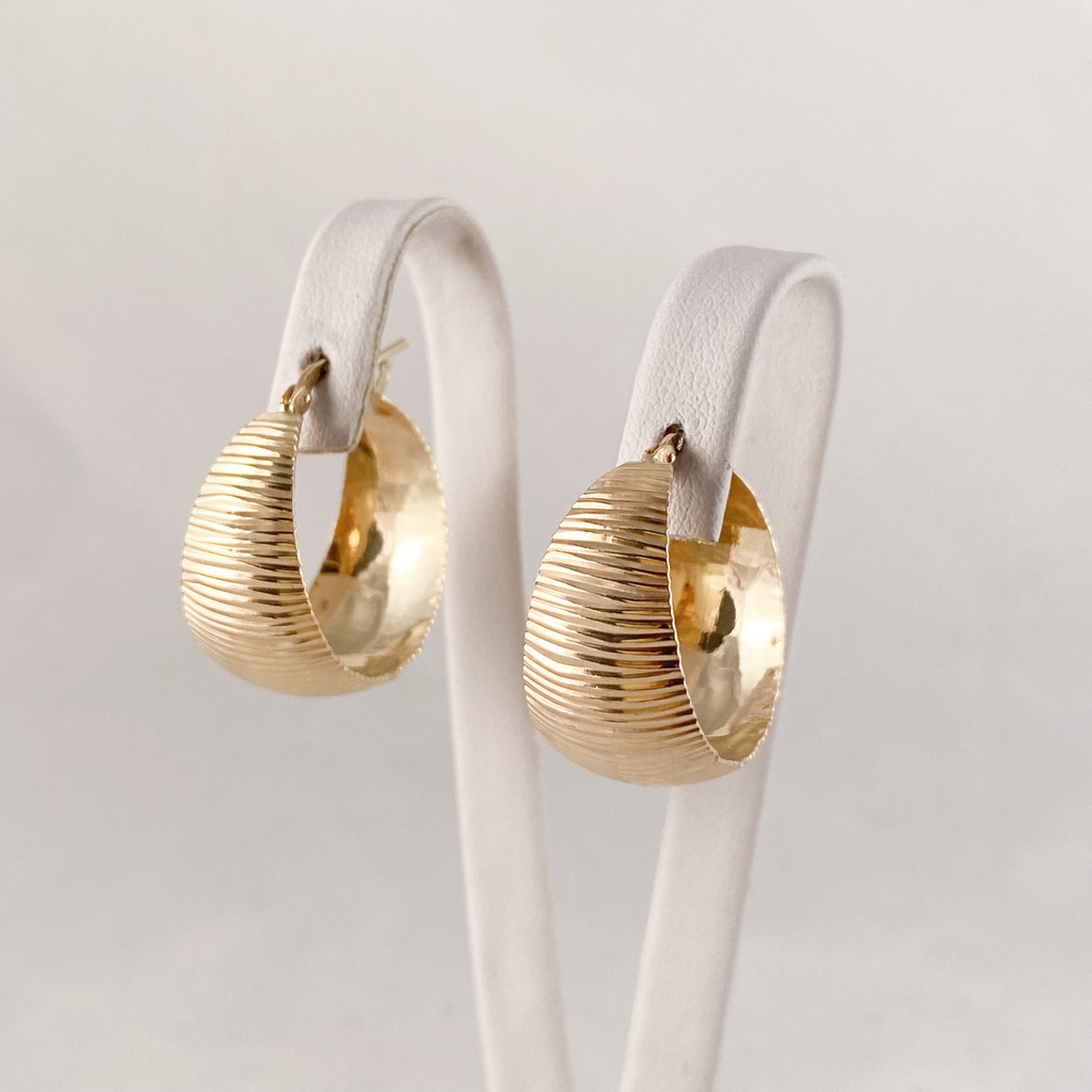 Stříbrné pozlacené náušnice kruhy s broušením 23mm průměr